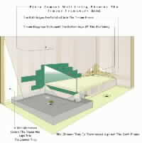 Shower at a bath intersection with bath sides framed in